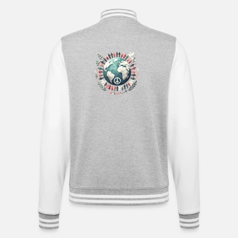 World Peace Globe Circle Doves - College Sweat Jacket - heather grey/white