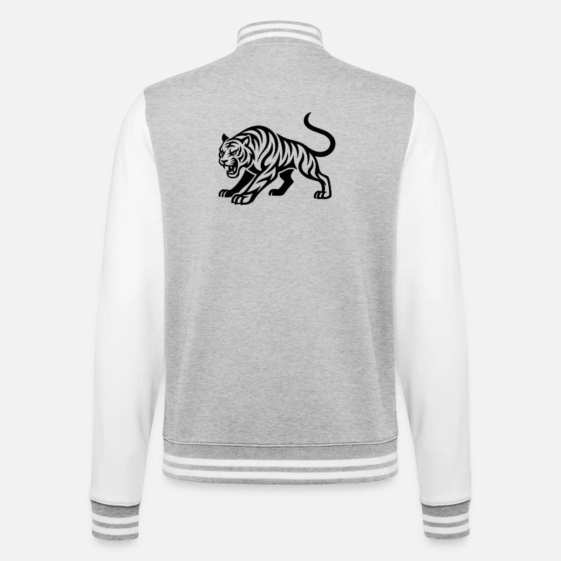 Dunkler Tiger Silhouette - College-Sweatjacke - Grau meliert/Weiß