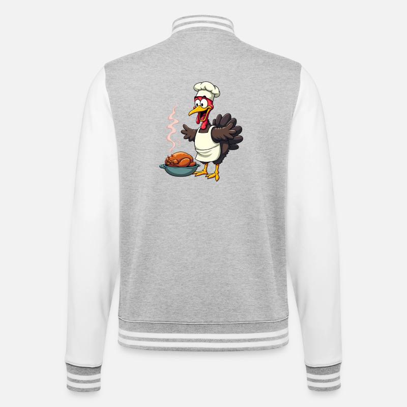 Cuisinier de dinde de Thanksgiving - Veste Teddy - gris chiné / blanc