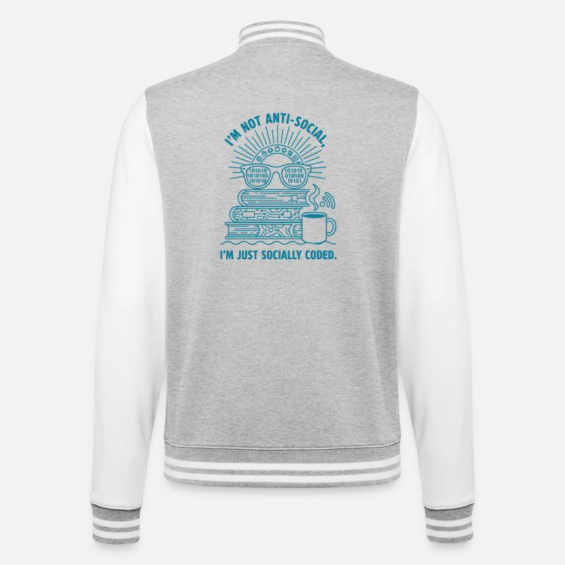 Socially Coded: Books, Coffee & Code - College Sweat Jacket - heather grey/white