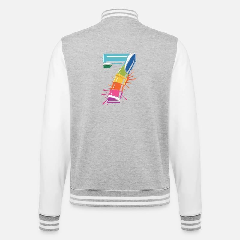 Rainbow7 Splash Design - Veste Teddy - gris chiné / blanc