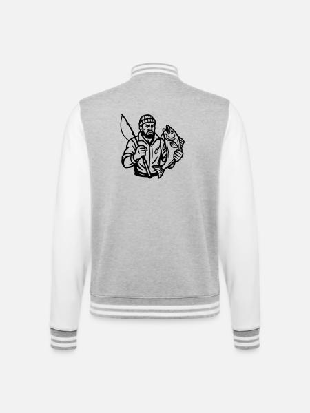 Pêcheur - Veste Teddy - gris chiné / blanc