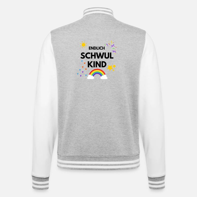 Endlich Schwul Kind - College-Sweatjacke - Grau meliert/Weiß