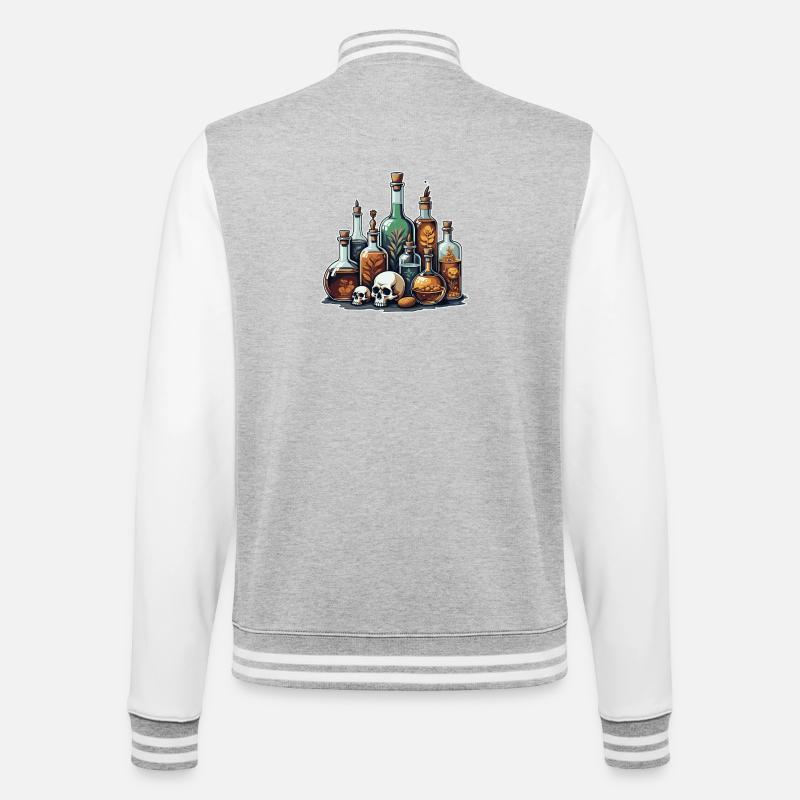 Alchemy Vial Skull Design - College Sweat Jacket - heather grey/white