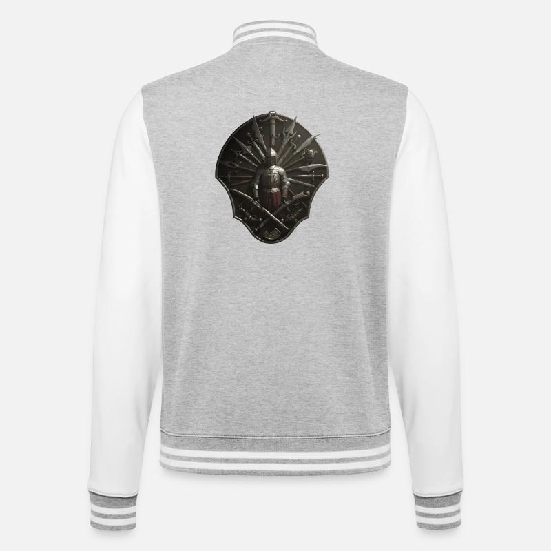 Crusader Shield Circle with Weapons - College Sweat Jacket - heather grey/white