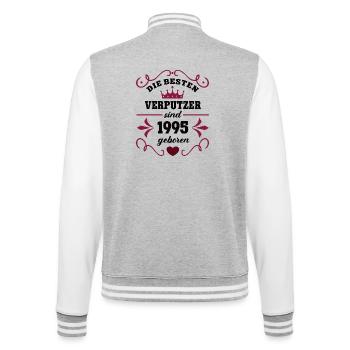 1995 Plasterer Birthday colleague plasterer - College Sweat Jacket - heather grey/white - Back - Marisol (170cm)
