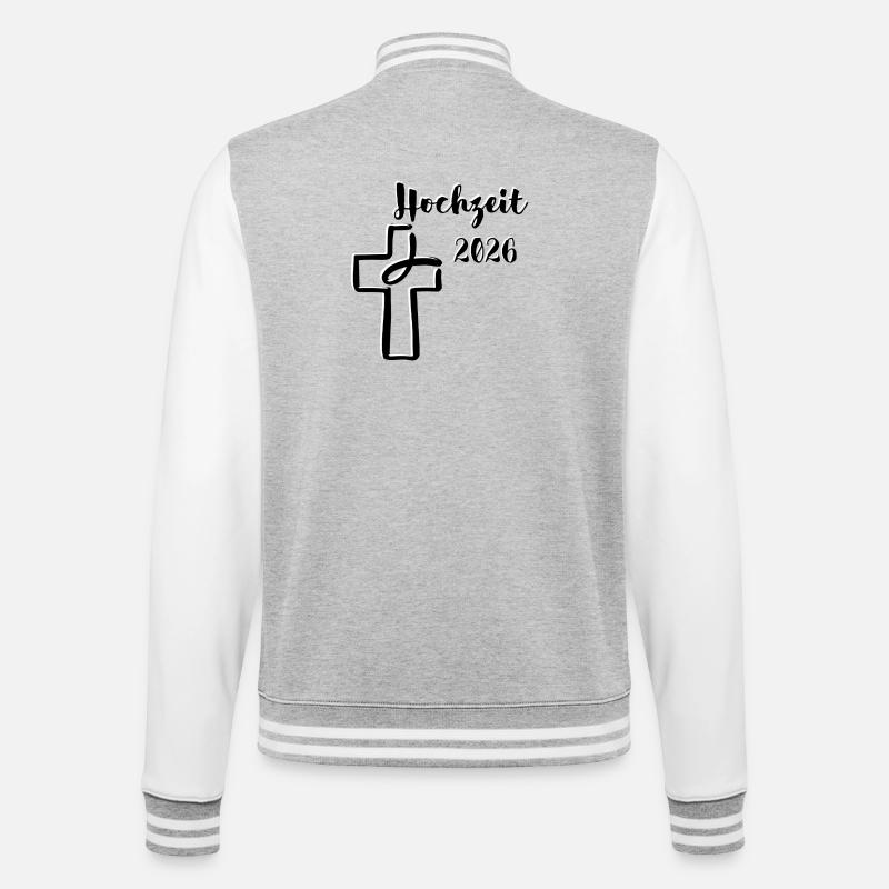 Wedding 2026 Wedding Celebrate Cross Fish - College Sweat Jacket - heather grey/white