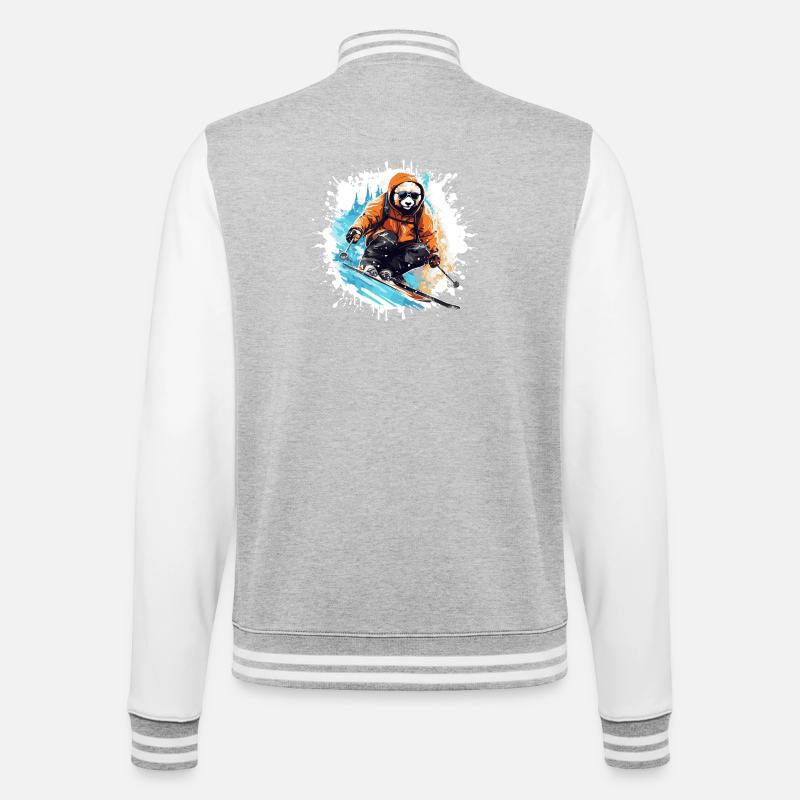Panda Ski Skiing - College Sweat Jacket - heather grey/white