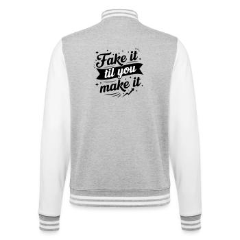 Fake It Til You Make It - Success Confidence Minds - Veste Teddy - gris chiné / blanc - Dos - Marisol (170cm)