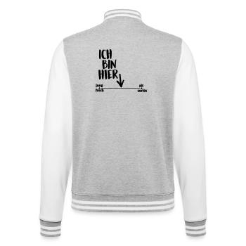 I am here - College Sweat Jacket - heather grey/white - Back - Marisol (170cm)