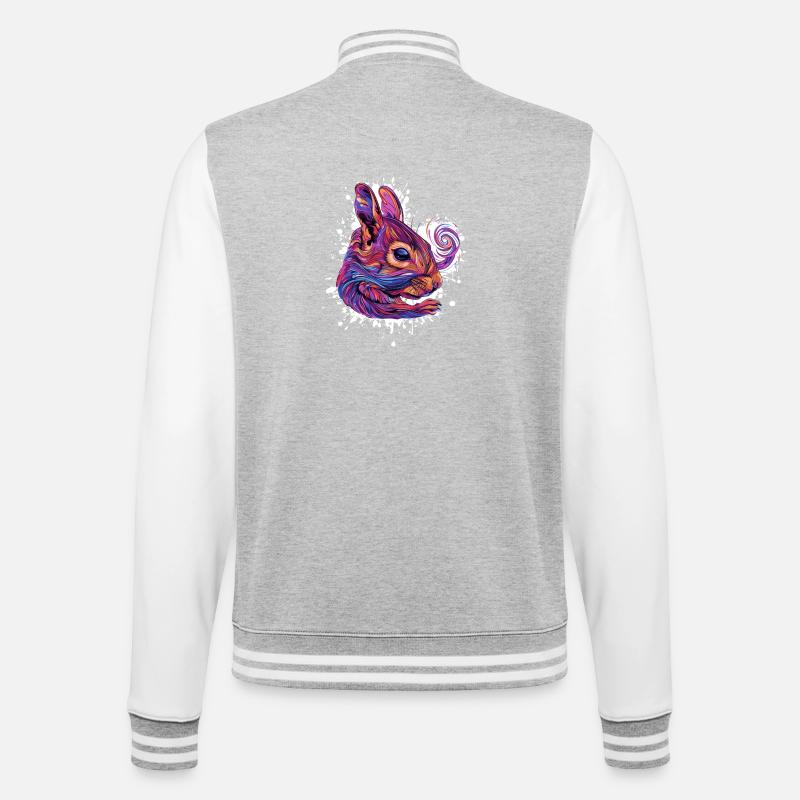 Psychedelischer Eichhörnchenkopf - College-Sweatjacke - Grau meliert/Weiß