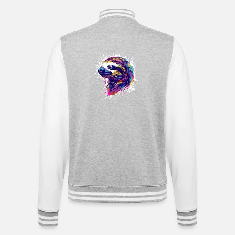 Faultier Sloth Splatter - College-Sweatjacke - Grau meliert/Weiß