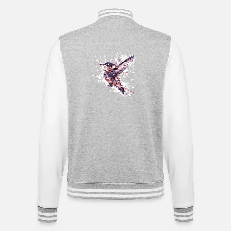 Aquarelle Colibri Éclaboussure - Veste Teddy - gris chiné / blanc