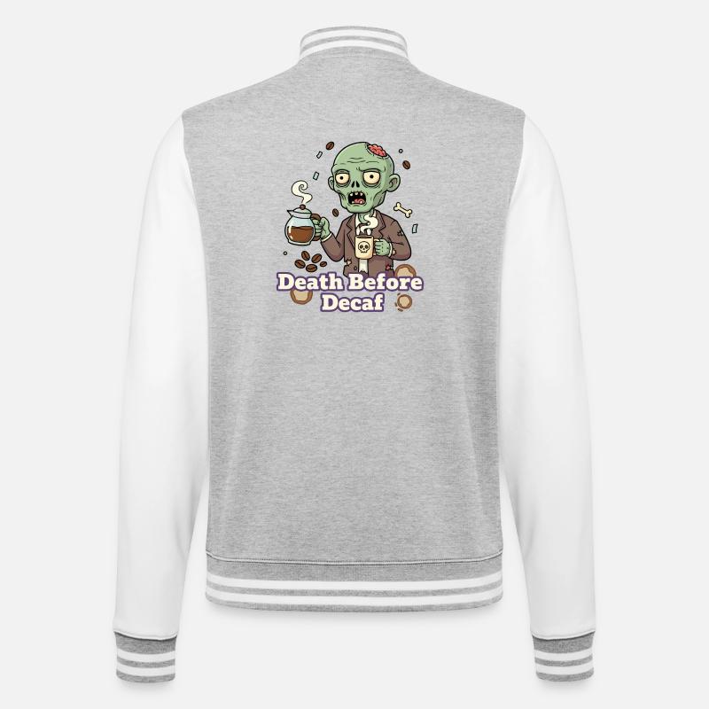 Zombie Kaffee Tod vor Decaf - College-Sweatjacke - Grau meliert/Weiß