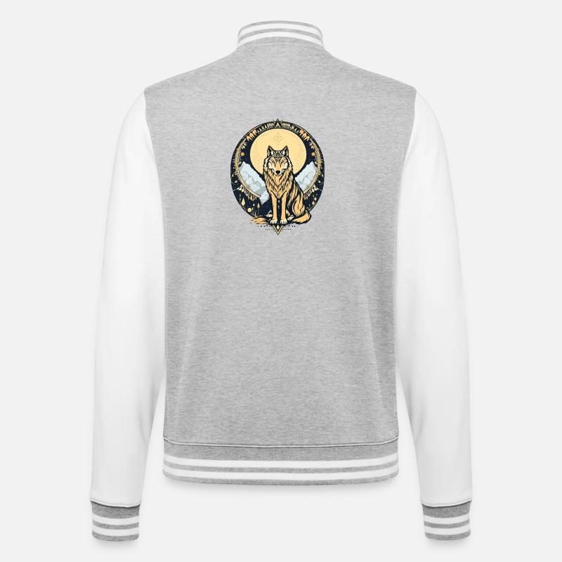 Boho Wolf - College Sweat Jacket - heather grey/white