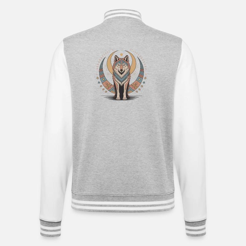Boho Wolf - College Sweat Jacket - heather grey/white