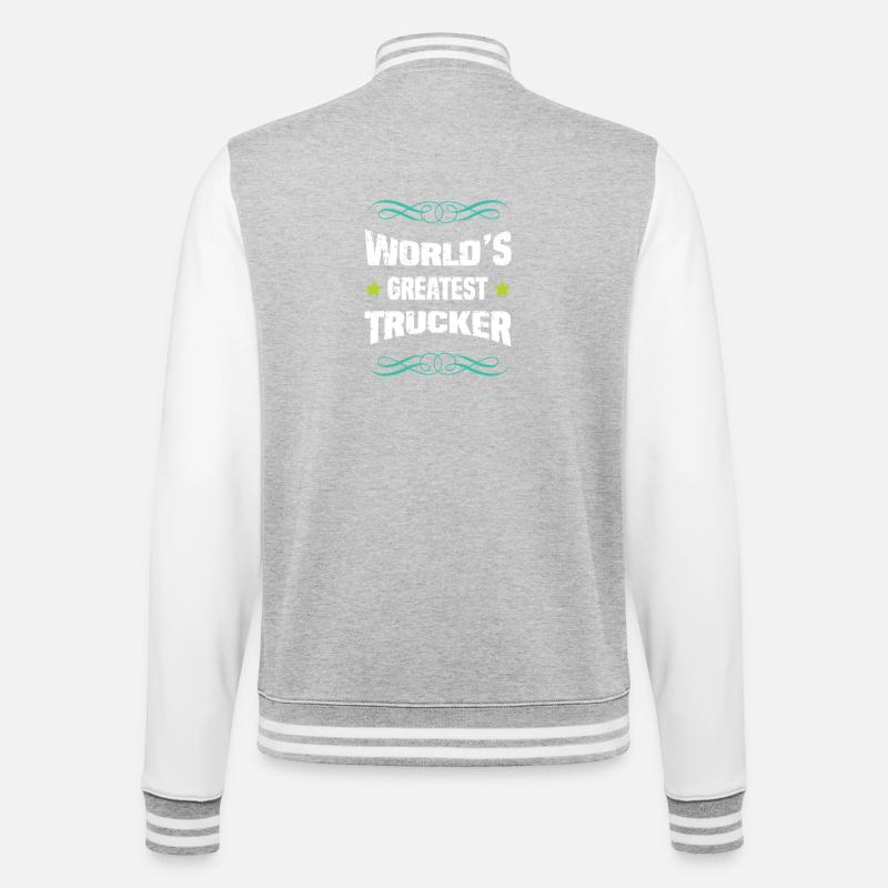 World's Greatest Trucker - College-Sweatjacke - Grau meliert/Weiß