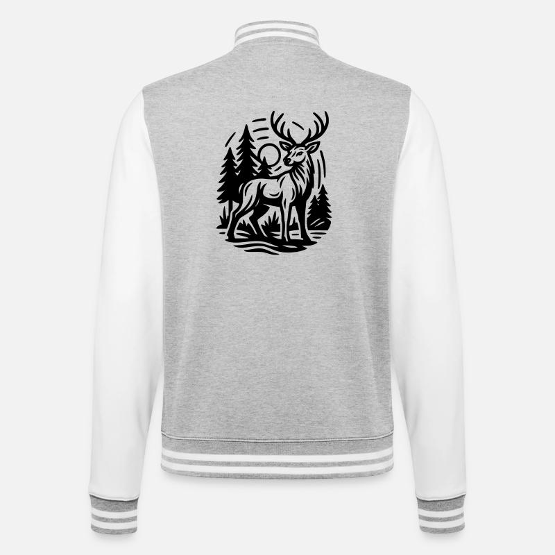 Cerf - Veste Teddy - gris chiné / blanc