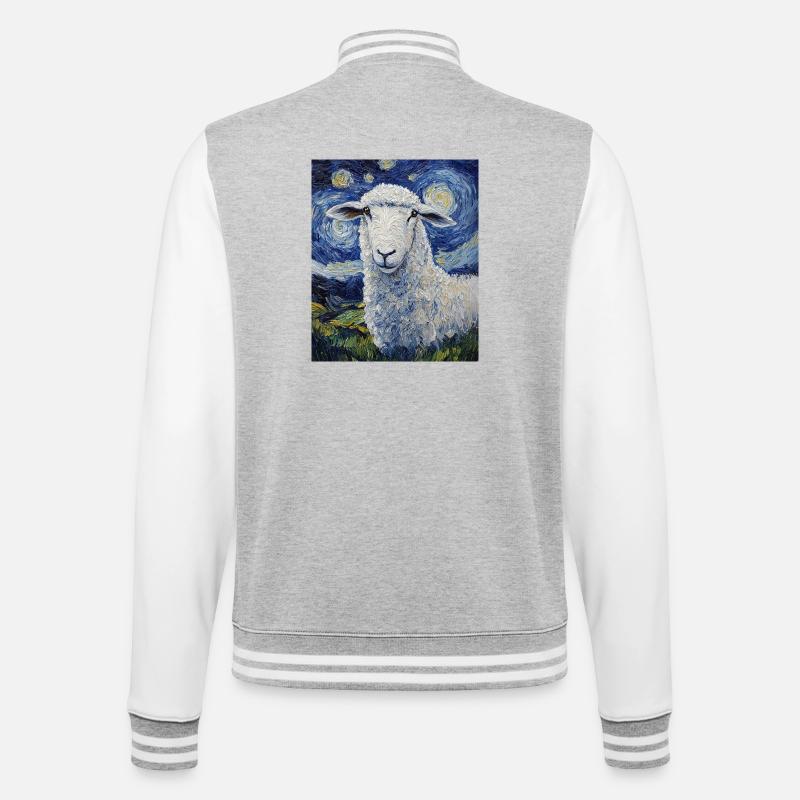 Mouton style Van Gogh Nuit étoilée - Veste Teddy - gris chiné / blanc