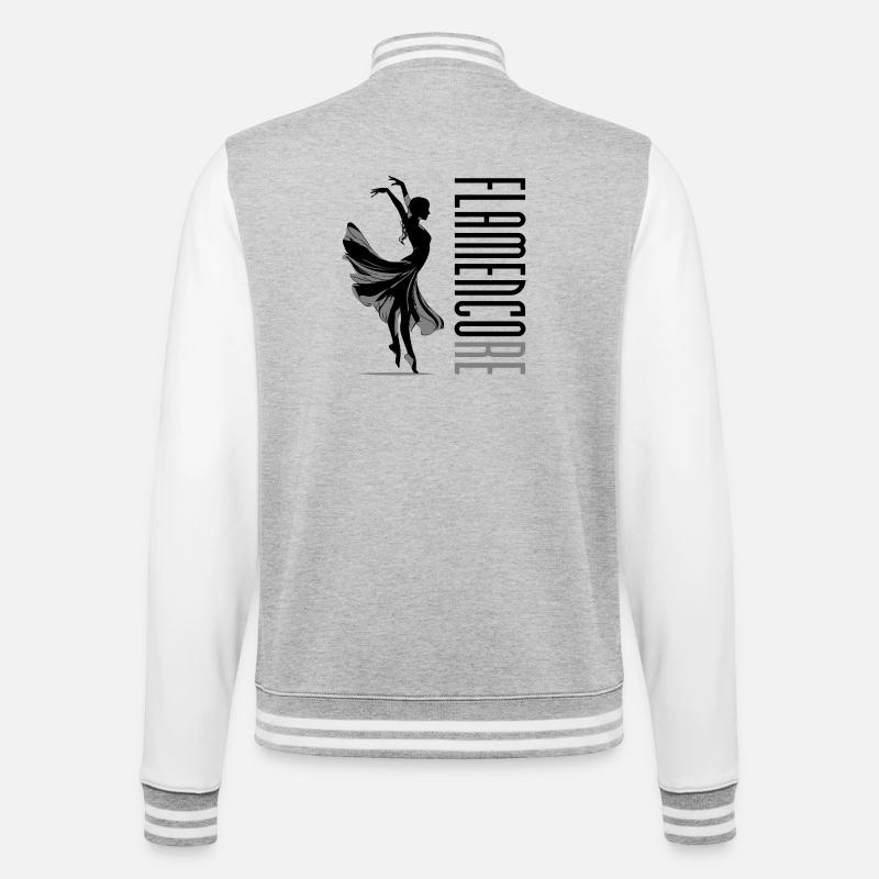 Flamencore Schwarz - College-Sweatjacke - Grau meliert/Weiß