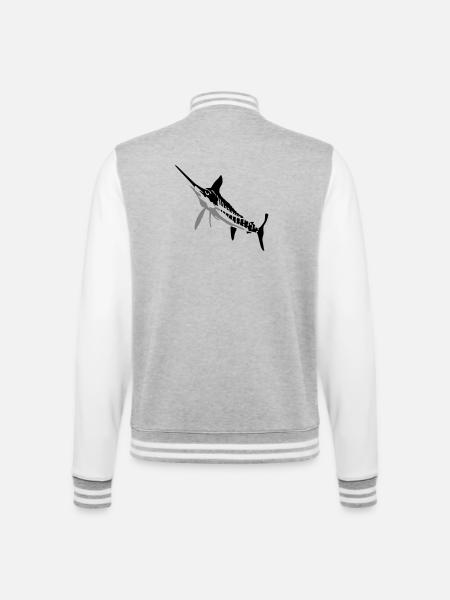 Speerfisch - College-Sweatjacke - Grau meliert/Weiß