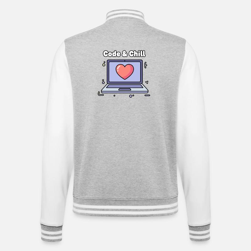 Code & Chill Heart Laptop - College Sweat Jacket - heather grey/white