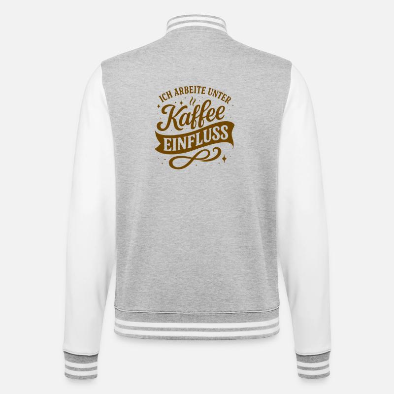 Je travaille sous l’influence du café - Veste Teddy - gris chiné / blanc