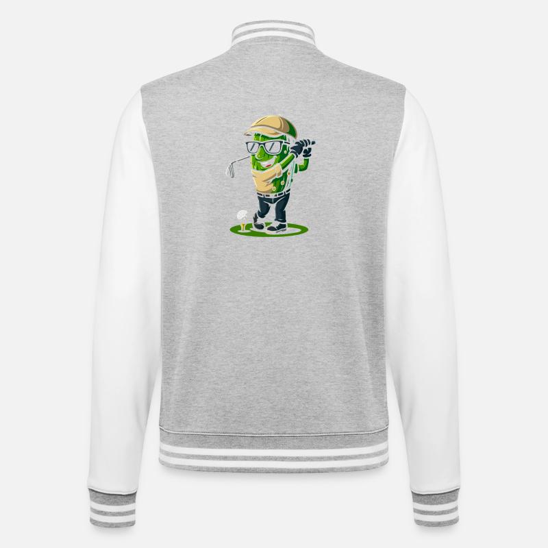 dessin animé de golfeur de cactus - Veste Teddy - gris chiné / blanc
