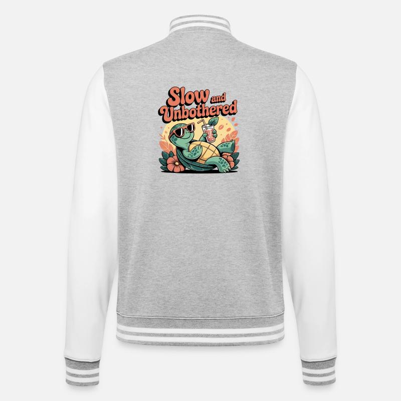 Turtle Humor – Slow and Unbothered - College Sweat Jacket - heather grey/white