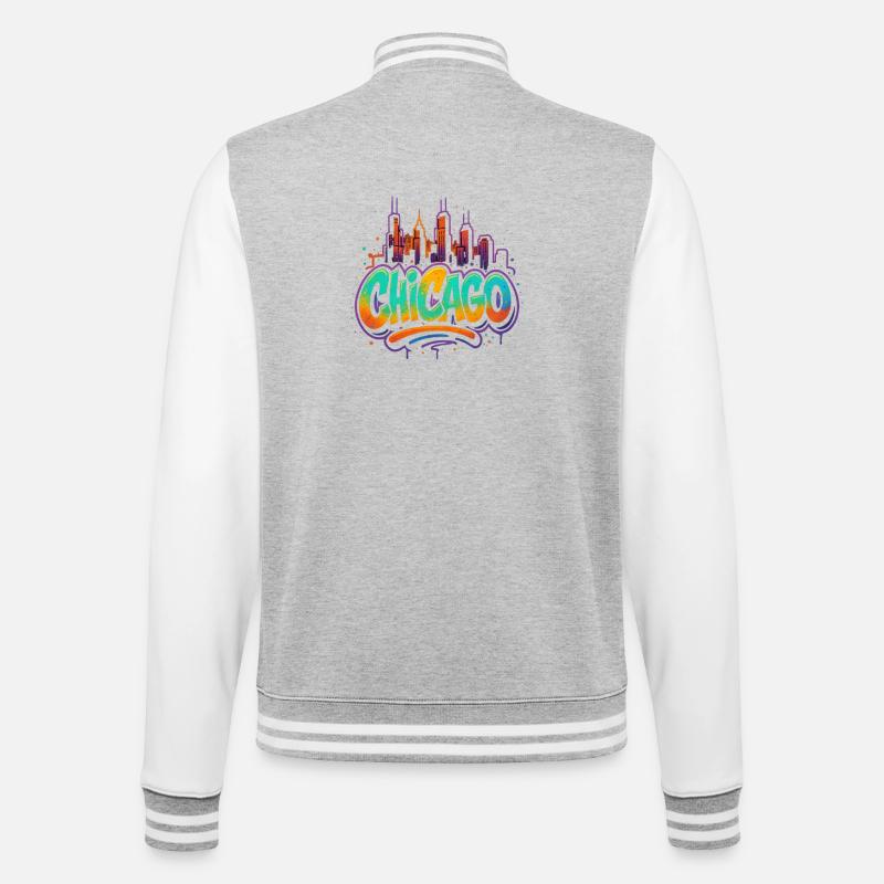 Chicago Graffiti Skyline - College-Sweatjacke - Grau meliert/Weiß