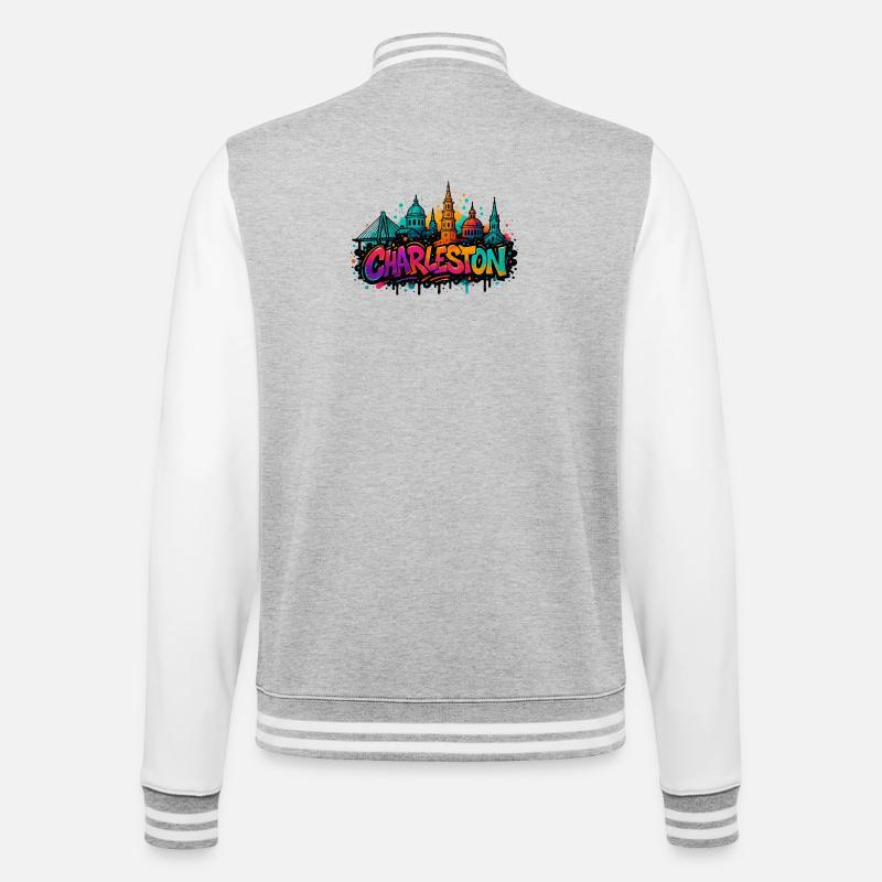 Charleston Graffiti Skyline - College Sweat Jacket - heather grey/white