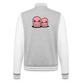 2 Worms Couple Friends Peeping Holes in the Ground Happy - College Sweat Jacket - heather grey/white - Back - Marisol (170cm)