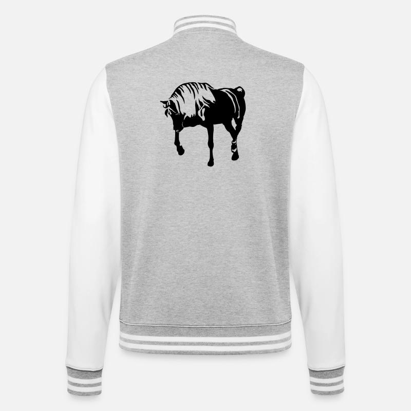 Pferd - College-Sweatjacke - Grau meliert/Weiß