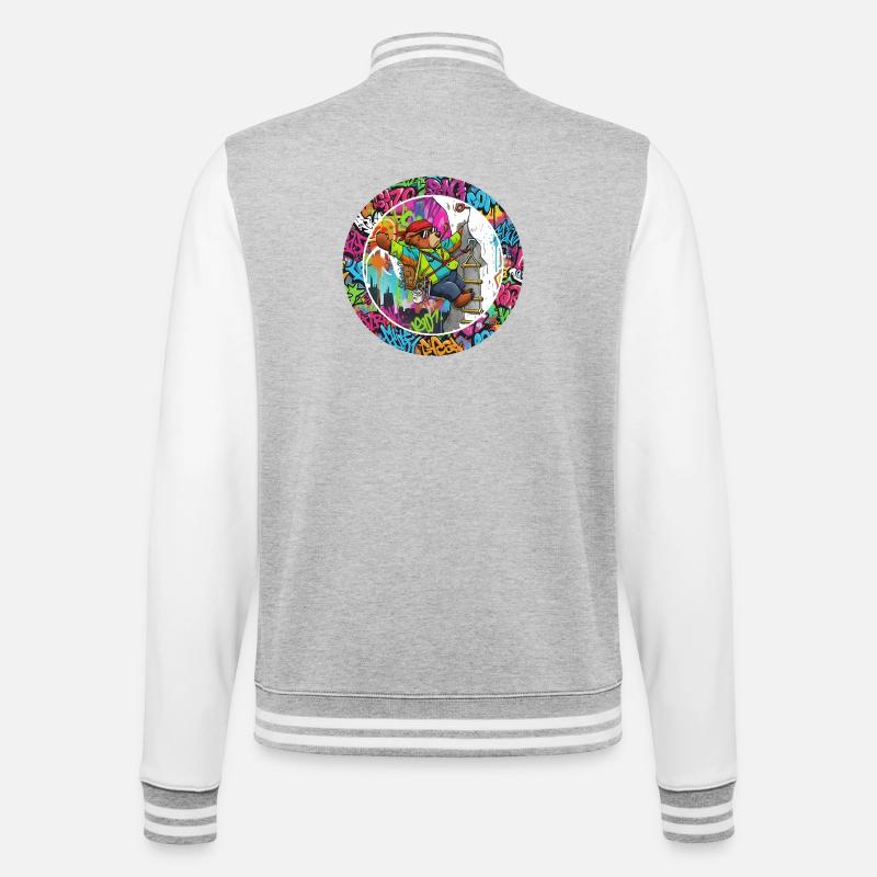 Graffiti bear on the climbing tower - College Sweat Jacket - heather grey/white