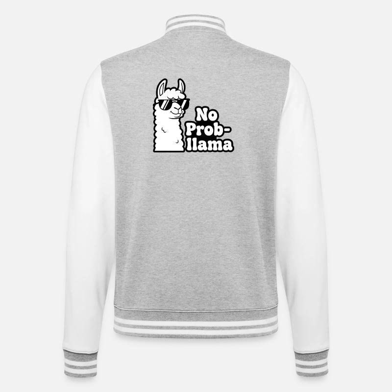 Impression contrastée No Prob Llama - Veste Teddy - gris chiné / blanc