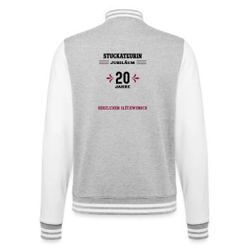 Plasterer 20 years anniversary 20th anniversary plasterer - College Sweat Jacket - heather grey/white - Back - Marisol (170cm)