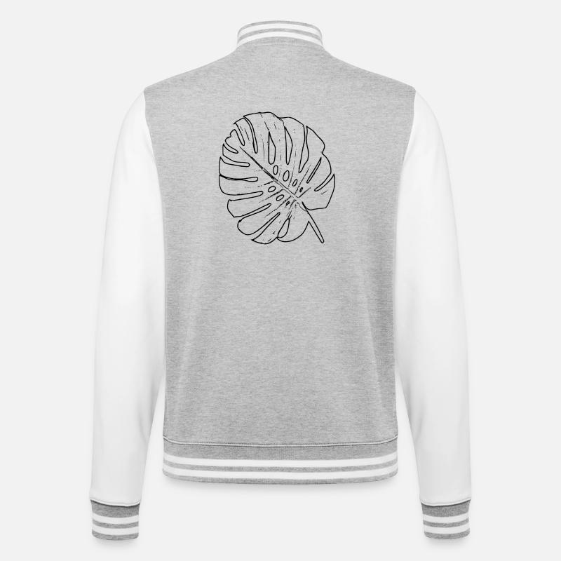 Contour de la feuille de Monstera - Veste Teddy - gris chiné / blanc