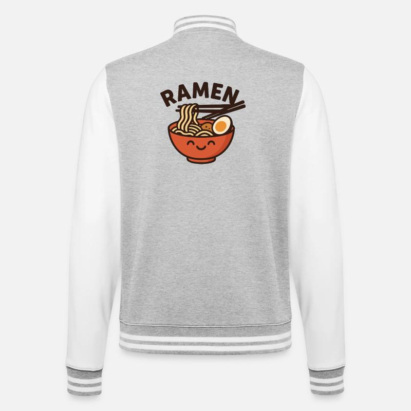 Ramen Lover – Funny Kawaii Noodle Design - College Sweat Jacket - heather grey/white