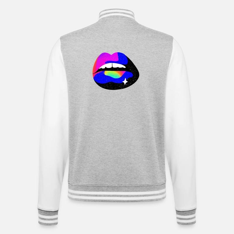 Rainbow Lips Nebula - College Sweat Jacket - heather grey/white