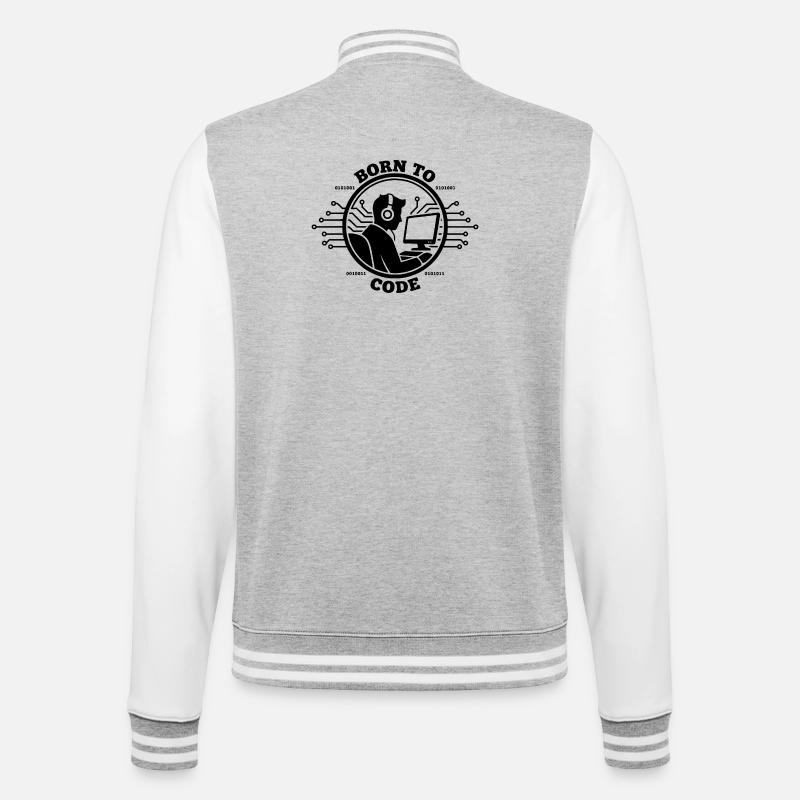 Coder Born to Code Programmer - College Sweat Jacket - heather grey/white