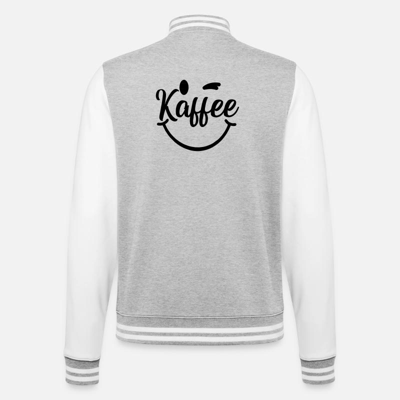 Kaffee_smile - College-Sweatjacke - Grau meliert/Weiß