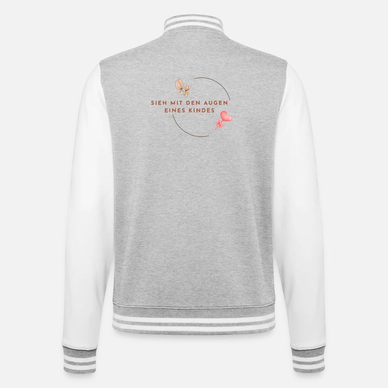 SIEH_MIT_DEN_AUGEN_EINES_KINDES - Inneres Kind - College-Sweatjacke - Grau meliert/Weiß