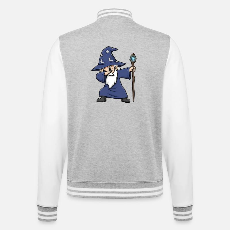 Dabbing Wizard – Lustiger Zauberer Design - College-Sweatjacke - Grau meliert/Weiß
