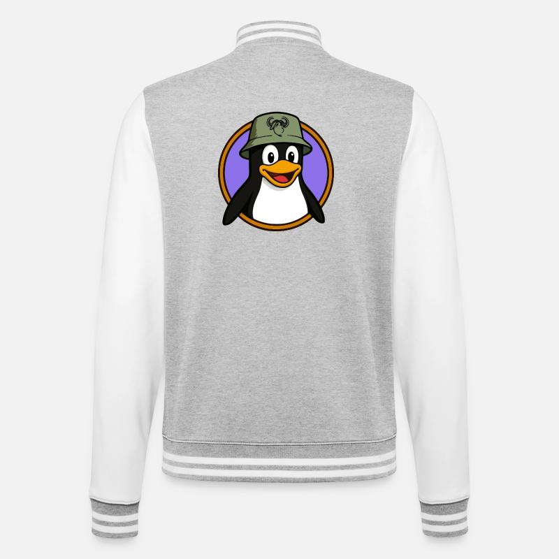 Tux Linux + GNU Hat - Veste Teddy - gris chiné / blanc