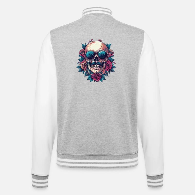 Skelett Bunt - College-Sweatjacke - Grau meliert/Weiß