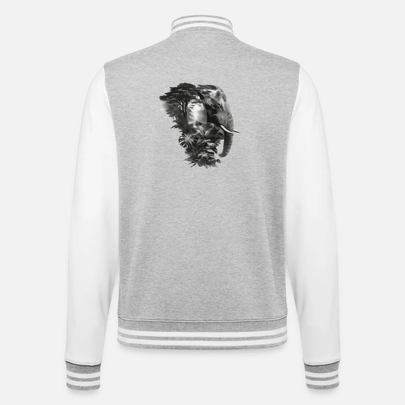 Elephant Jungle Silhouette Double - College Sweat Jacket - heather grey/white