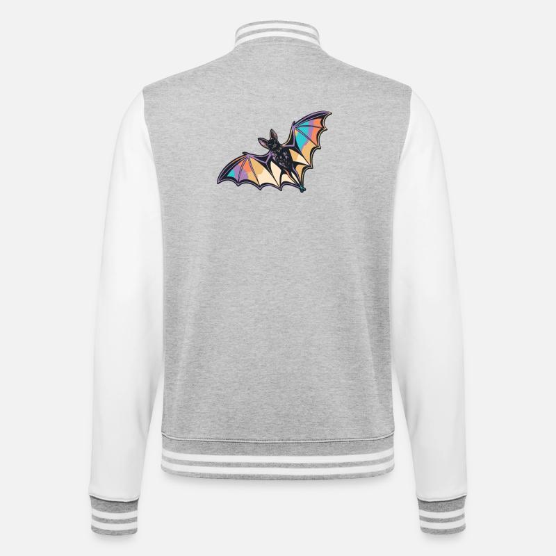 Stylized Rainbow Bat - College Sweat Jacket - heather grey/white