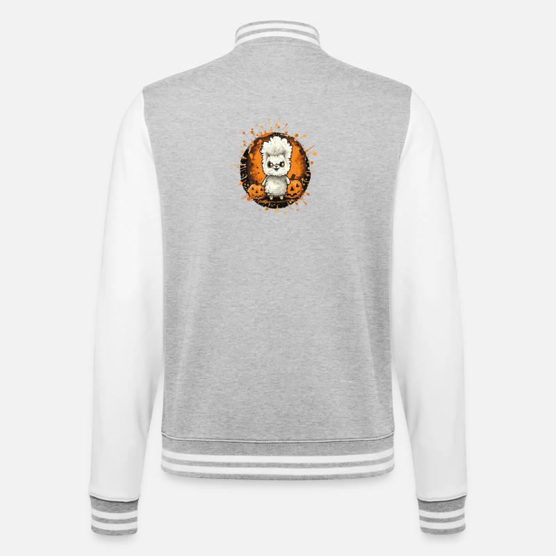 Lama Halloween Comic - College-Sweatjacke - Grau meliert/Weiß