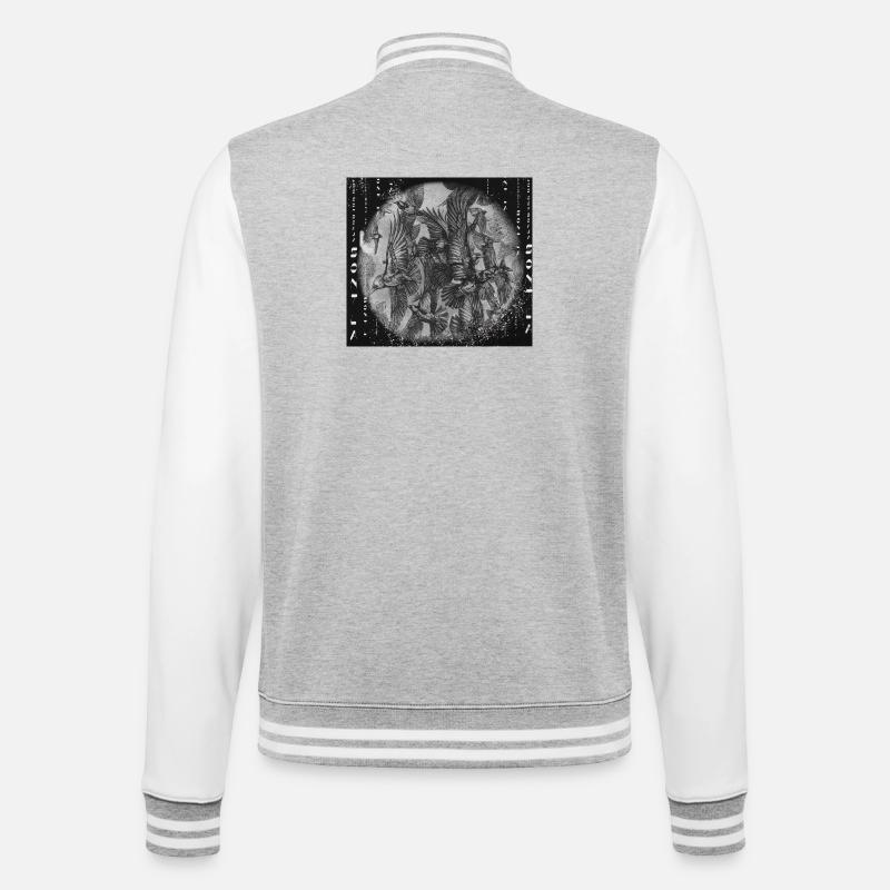 Vögel - College-Sweatjacke - Grau meliert/Weiß