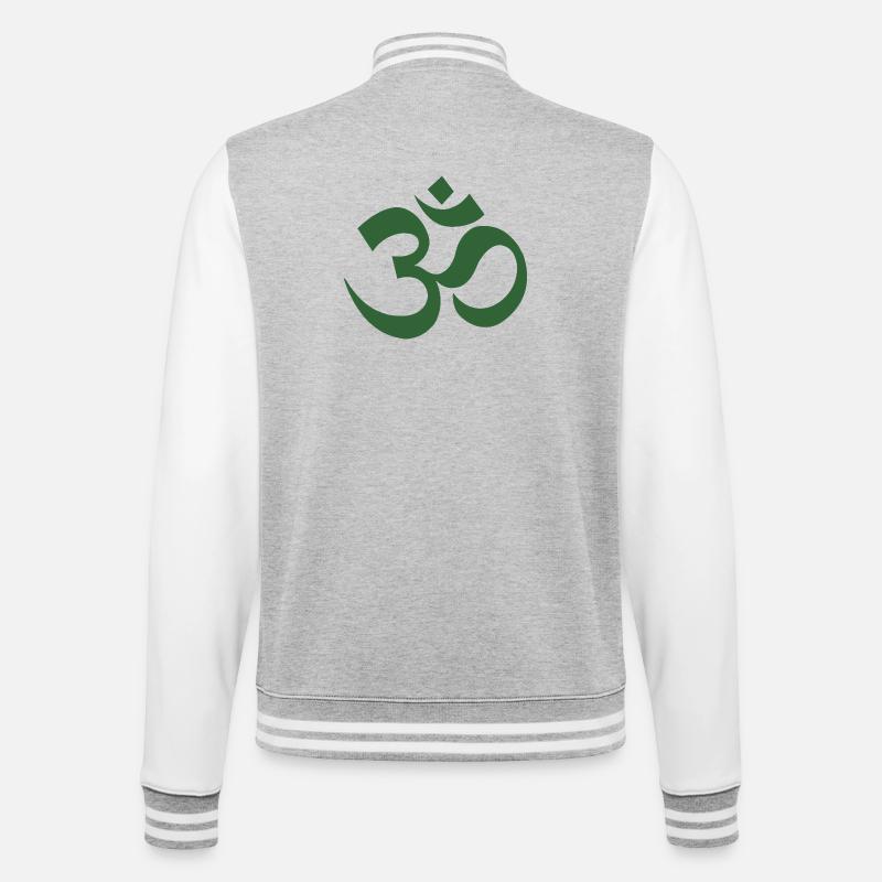 Om Symbol Dharma Pattern - College Sweat Jacket - heather grey/white